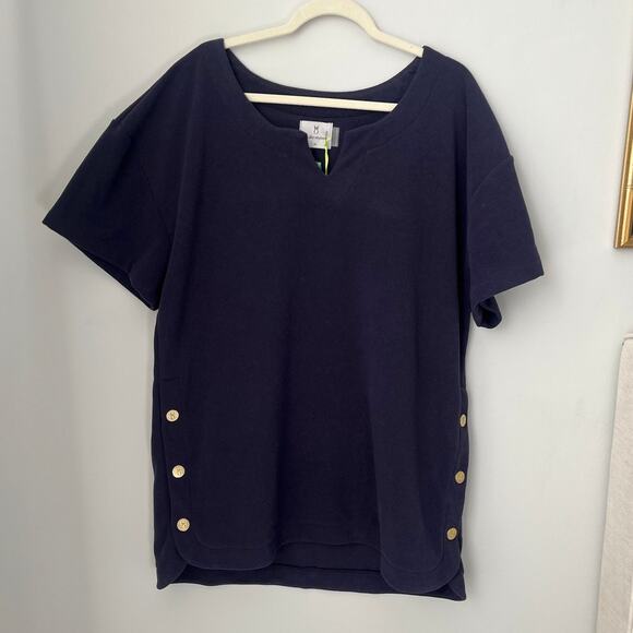 NWT Dudley Stephens Crescent Beach Cover Up Terry Cloth Resort Navy Blue Size XL - Picture 2 of 9